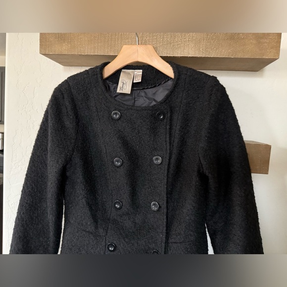 Forever 21|Wool blend black peacoat,tweed style in classic feminine style••Large - Picture 8 of 14